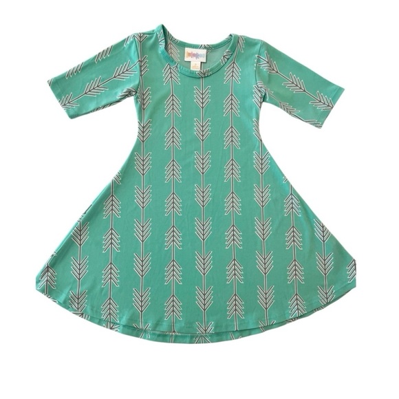 LuLaRoe Other - LuLaRoe Teal Arrow Pattern Kids Dress Girls 2T Soft & Stretchy
